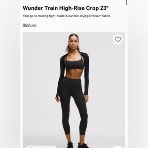 Lululemon wunder train high-rise crop 23”  size 6